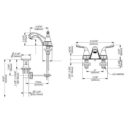 Bathroom Sink Faucet 3 Hole, Faucet for Bathroom Sink, 2-Handle Centerset Brushed Nickel Bathroom Faucet with Pop-up Drain, 1.2 GPM Buylikepro
