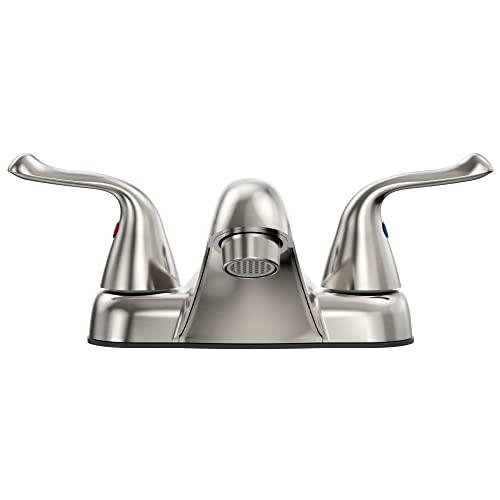 Bathroom Sink Faucet 3 Hole, Faucet for Bathroom Sink, 2-Handle Centerset Brushed Nickel Bathroom Faucet with Pop-up Drain, 1.2 GPM Buylikepro