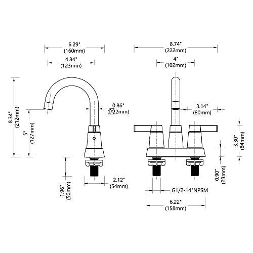 Bathroom Sink Faucet 3 Hole, Faucet for Bathroom Sink High Arc, Brushed Nickel Bathroom Faucet, 2-Handle Centerset Bathroom Faucet with Pop-up Drain and Water Supply Lines, 1.2 GPM Buylikepro