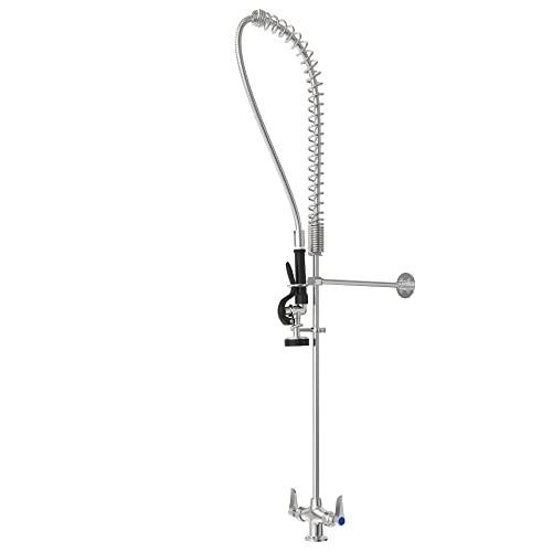 Commercial Kitchen Faucet with Pull Down Sprayer, Double Handle High Pressure Kitchen Sink Faucet with Pre-Rinse, Stainless Steel Kitchen Faucets with Pot Filler, Chrome Buylikepro