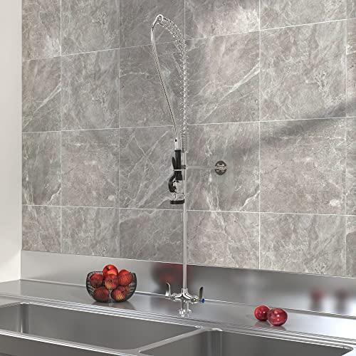 Commercial Kitchen Faucet with Pull Down Sprayer, Double Handle High Pressure Kitchen Sink Faucet with Pre-Rinse, Stainless Steel Kitchen Faucets with Pot Filler, Chrome Buylikepro