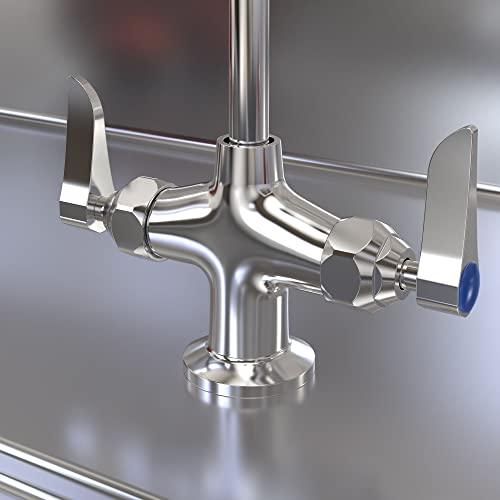 Commercial Kitchen Faucet with Pull Down Sprayer, Double Handle High Pressure Kitchen Sink Faucet with Pre-Rinse, Stainless Steel Kitchen Faucets with Pot Filler, Chrome Buylikepro