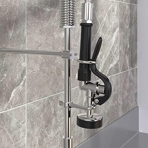 Commercial Kitchen Faucet with Pull Down Sprayer, Double Handle High Pressure Kitchen Sink Faucet with Pre-Rinse, Stainless Steel Kitchen Faucets with Pot Filler, Chrome Buylikepro