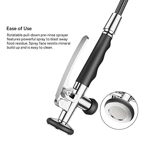 Commercial Kitchen Faucet with Pull Down Sprayer, Single Handle High Pressure Kitchen Sink Faucet with Pre-Rinse, Stainless Steel Kitchen Faucets with Pot Filler, Chrome Buylikepro