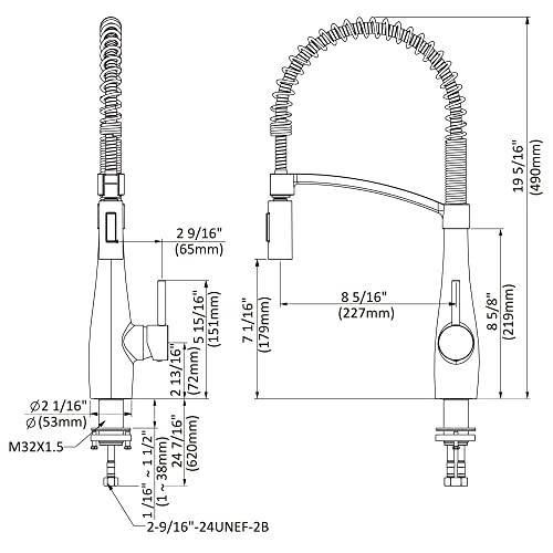 Commercial Kitchen Faucet with Sprayer, Single Handle Pull Down Kitchen Faucet, Modern Spring Kitchen Sink Faucet, Single Hole Stainless Steel Kitchen Faucet Buylikepro