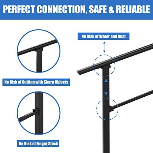 Handrails for Outdoor Steps, Outdoor Stair Railing Fits 3 to 4 Steps, Black Wrought Handrail for Concrete Steps, Porch Steps (4 Steps) Buylikepro