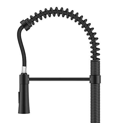 Kitchen Faucet with Pull-Down Sprayhead, Commercial Spring Kitchen Faucet, Modern Single Handle Kitchen Sink Faucet Black Buylikepro
