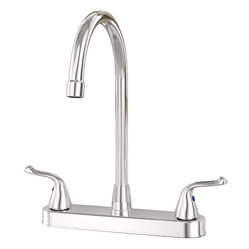 Kitchen Faucet with Sprayer, 3 Hole Stainless Steel Faucet for Kitchen Sink, High arc Double Handle Kitchen Faucets, Chrome Buylikepro