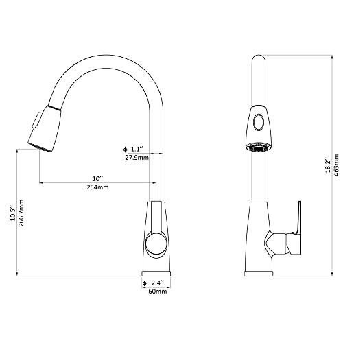 Kitchen Faucets with Pull Down Sprayer, High Arc Faucet for Kitchen Sink, Single Handle Brushed Nickel Kitchen Faucet, Modern Stainless Steel Kitchen Faucet with Sprayer Buylikepro