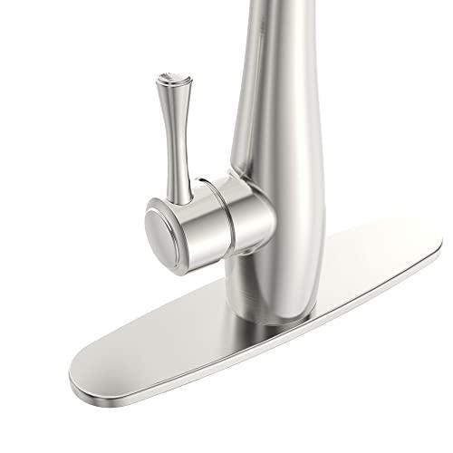 Kitchen Faucets with Pull Down Sprayer, Single Handle Faucet for Kitchen Sink, Modern High Arc Brushed Nickel Kitchen Faucet with Sprayer Buylikepro