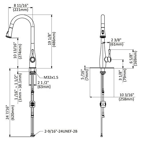 Kitchen Faucets with Pull Down Sprayer, Single Handle Faucet for Kitchen Sink, Modern High Arc Kitchen Faucet with Sprayer, Chrome Buylikepro