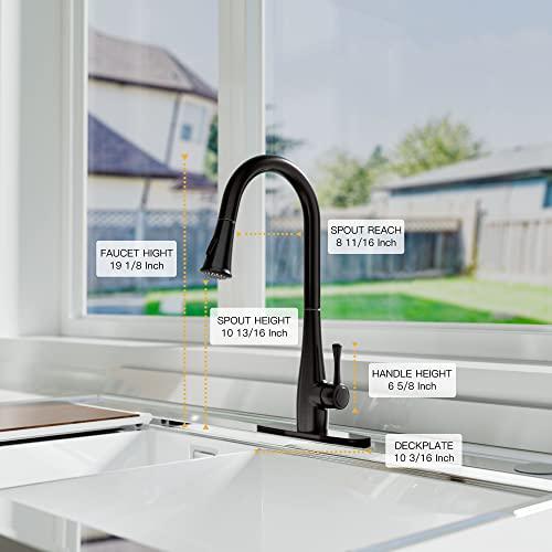 Kitchen Faucets with Pull Down Sprayer, Single Handle Faucet for Kitchen Sink, Modern Oil Rubbed Bronze Kitchen Faucet with Sprayer Buylikepro