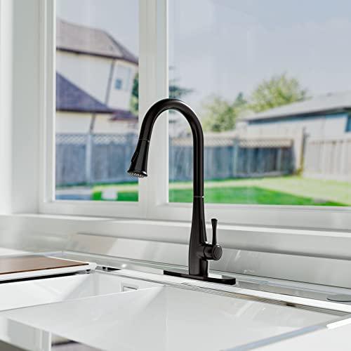 Kitchen Faucets with Pull Down Sprayer, Single Handle Faucet for Kitchen Sink, Modern Oil Rubbed Bronze Kitchen Faucet with Sprayer Buylikepro