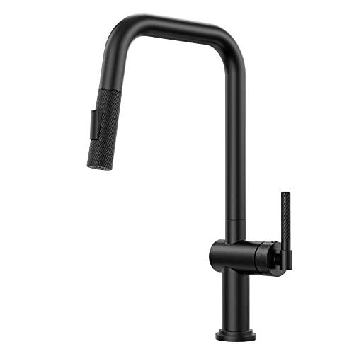 Modern Kitchen Sink Faucet, Stainless Steel Kitchen Faucet with Pull Down Sprayer Commercial Kitchen Faucet Single Handle High Arc Matte Black Faucet for Kitchen Sink Buylikepro