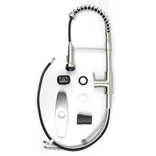 Pull Down Kitchen Faucet Brushed Nickel, 4-Function Single Handle Kitchen Sink Faucet, 3 Hole Kitchen Faucet with Sprayer, Modern Stainless Steel Faucet for Kitchen Sink Buylikepro