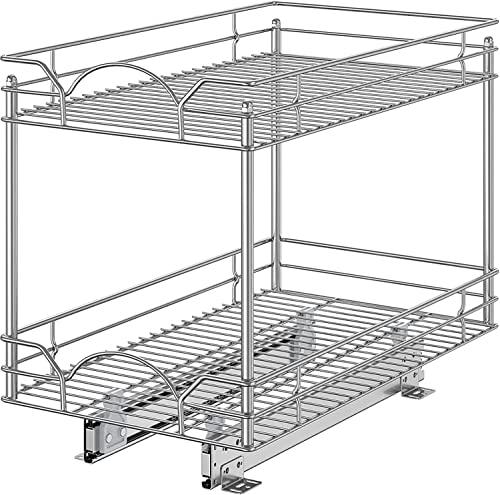 Storage Baskets - Kitchen Cabinet Chrome Pull-Out Wire Baskets w