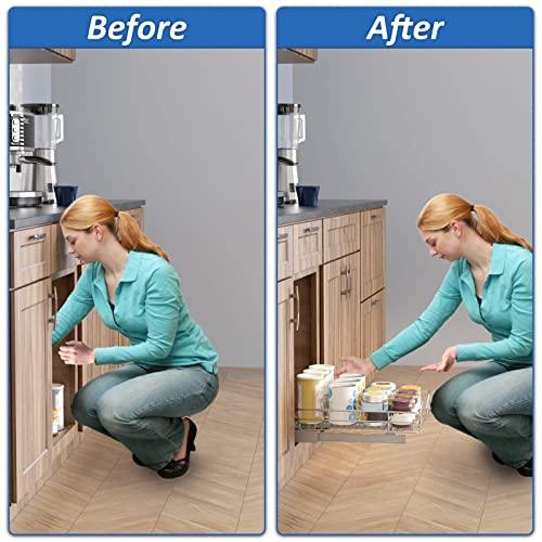 Pull Out Cabinet Organizer 20"W x 21"D, for Cabinet Pull Out Shelves Cabinet Drawers Slide Out Kitchen Cabinet Organizer Storage Shelves, Fits 21.5" Opening Cabinet Buylikepro