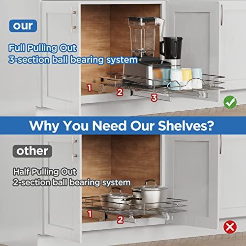 Pull Out Cabinet Organizer 20"W x 21"D, for Cabinet Pull Out Shelves Cabinet Drawers Slide Out Kitchen Cabinet Organizer Storage Shelves, Fits 21.5" Opening Cabinet Buylikepro