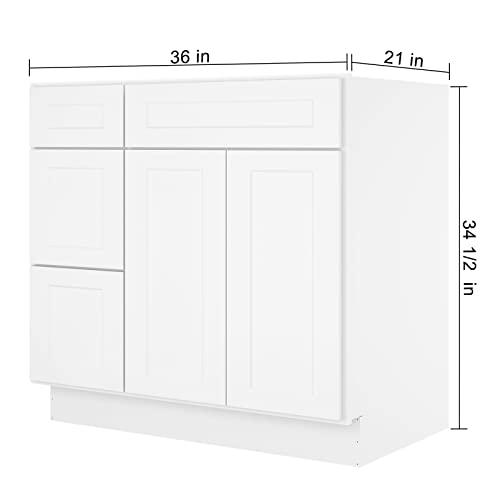 S-V3621DL-SW-US-DF, 21" D36 W34.5 H, Shaker White Buylikepro