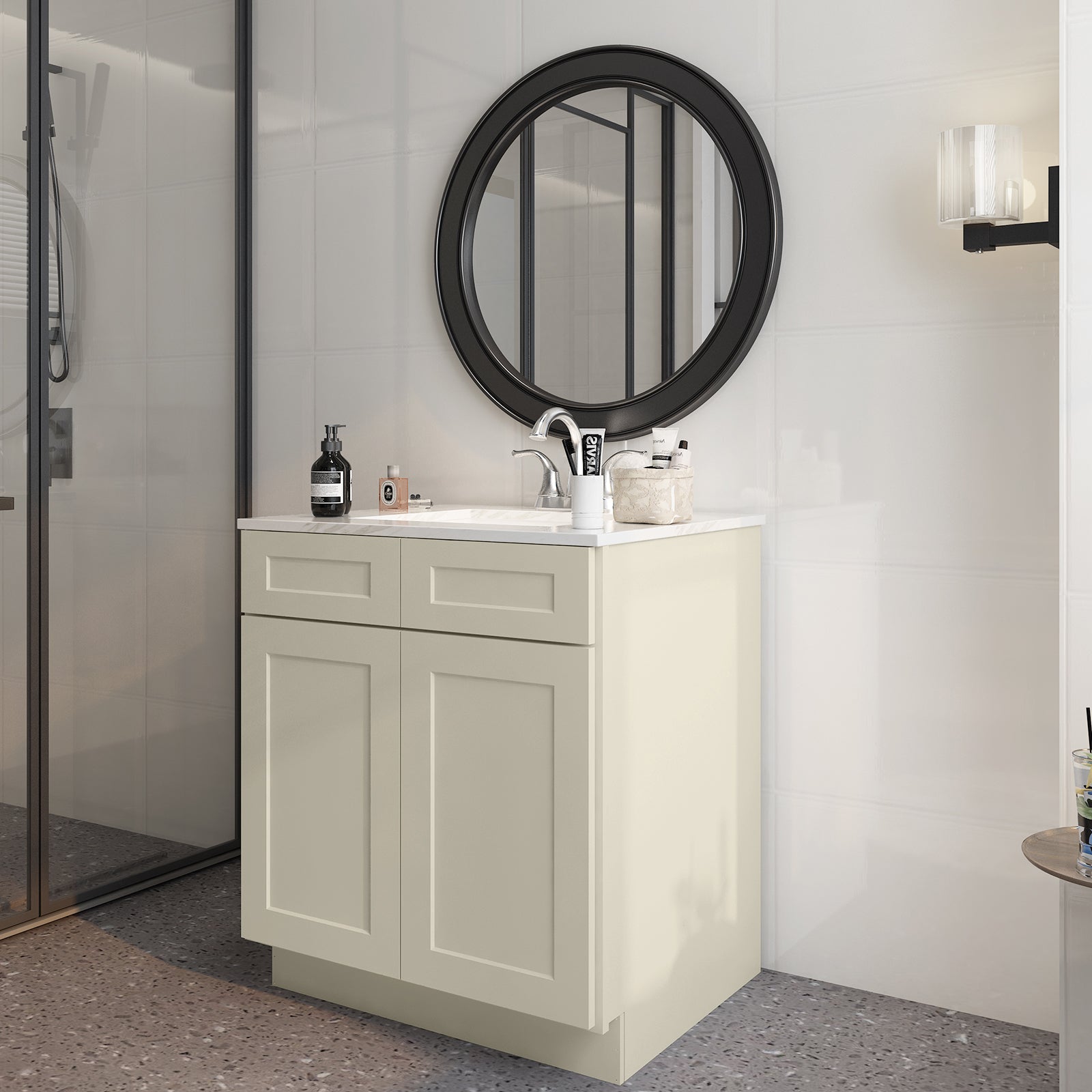 24"D*30"W*34.5"H Birch Solid Wood Sink Base Kitchen Cabinet SB30