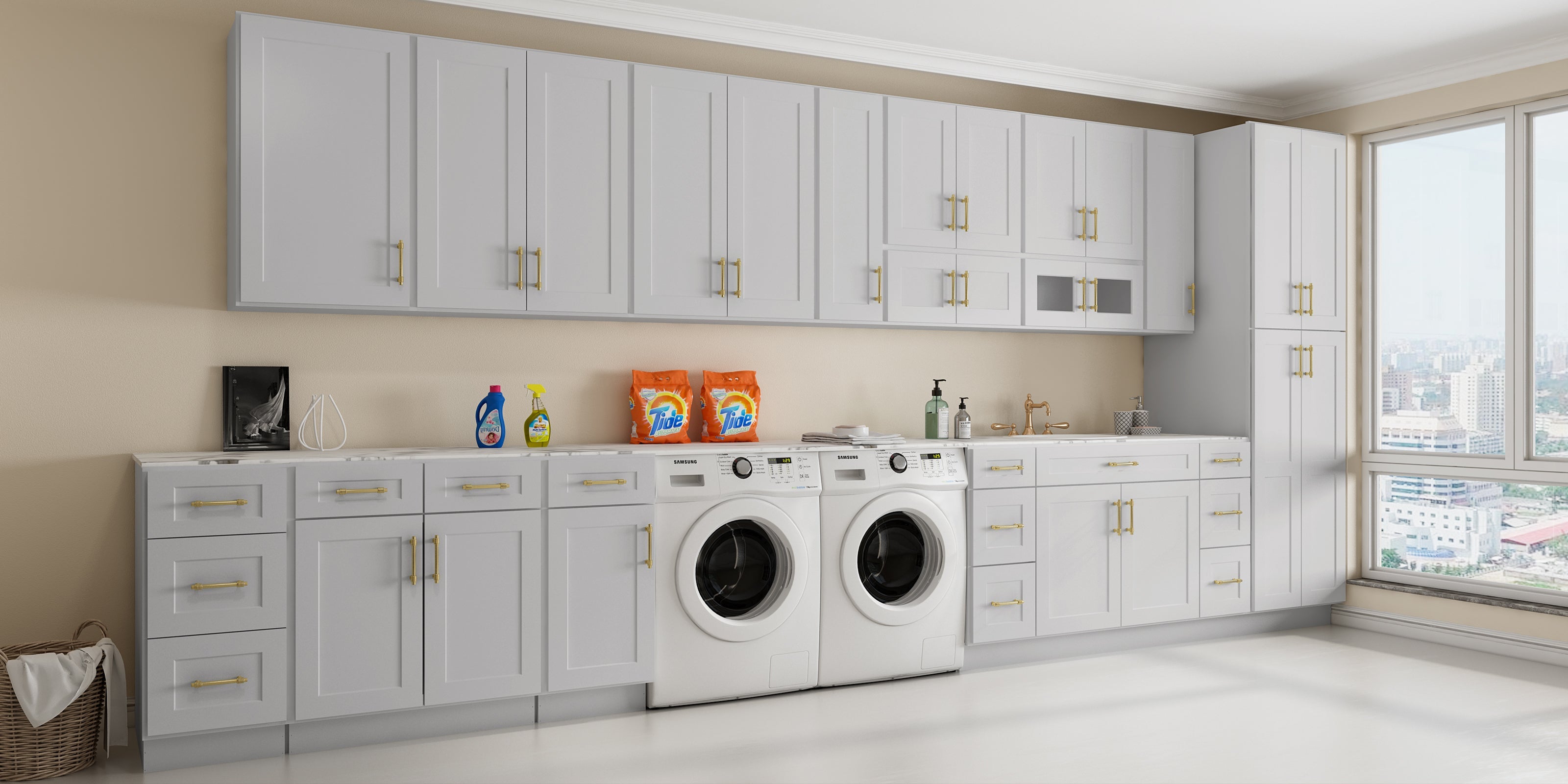 24"D*30"W*34.5"H Birch Solid Wood Sink Base Kitchen Cabinet SB30