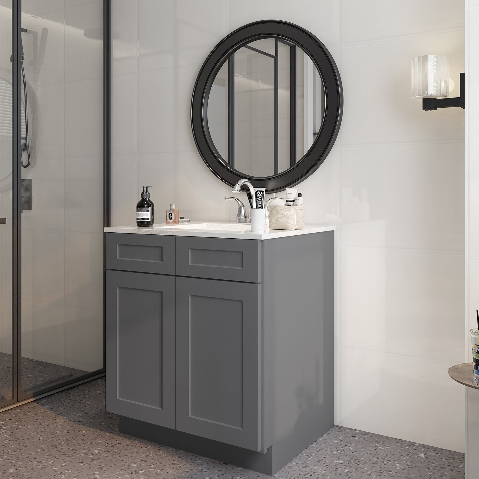 24"D*30"W*34.5"H Birch Solid Wood Sink Base Kitchen Cabinet SB30