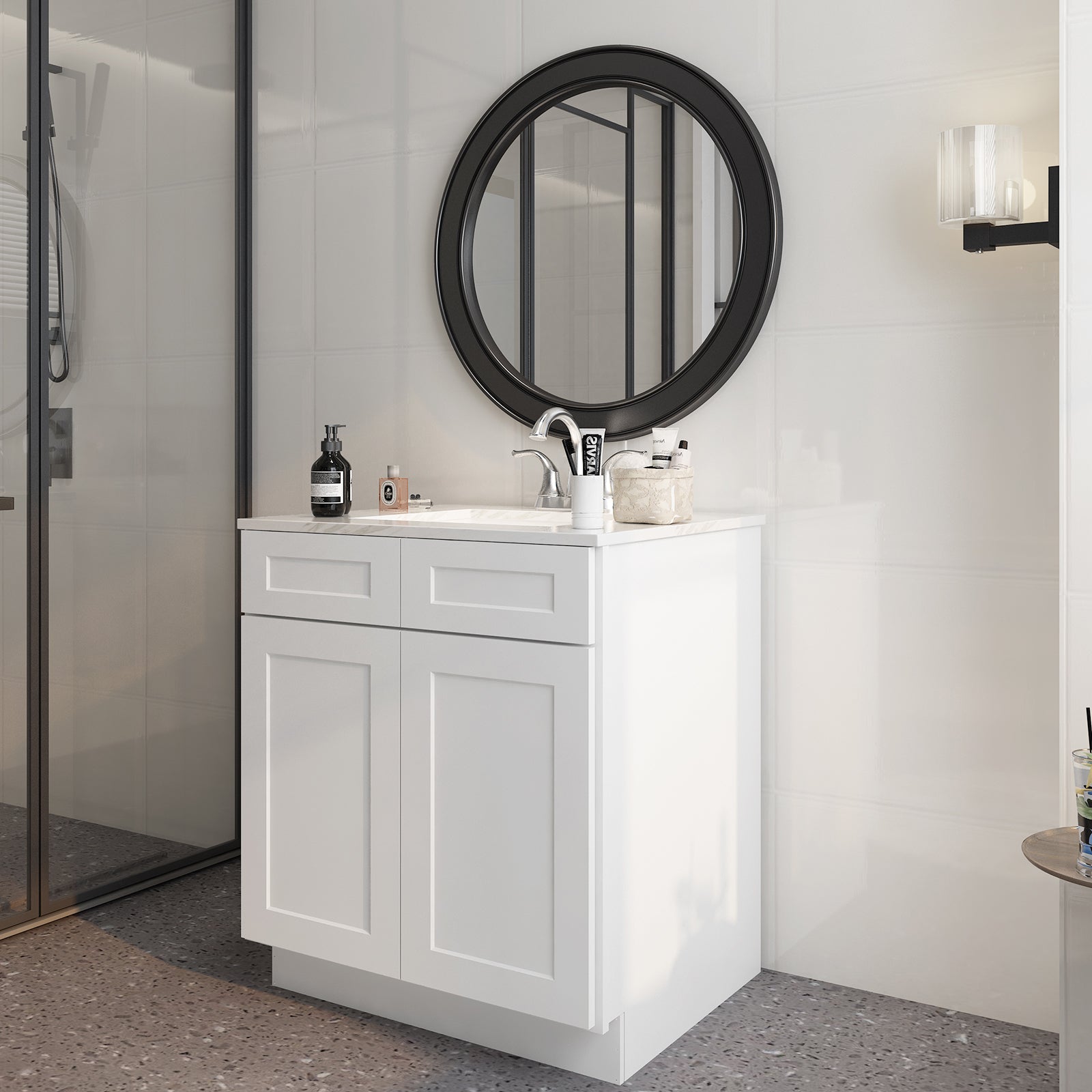 24"D*30"W*34.5"H Birch Solid Wood Sink Base Kitchen Cabinet SB30