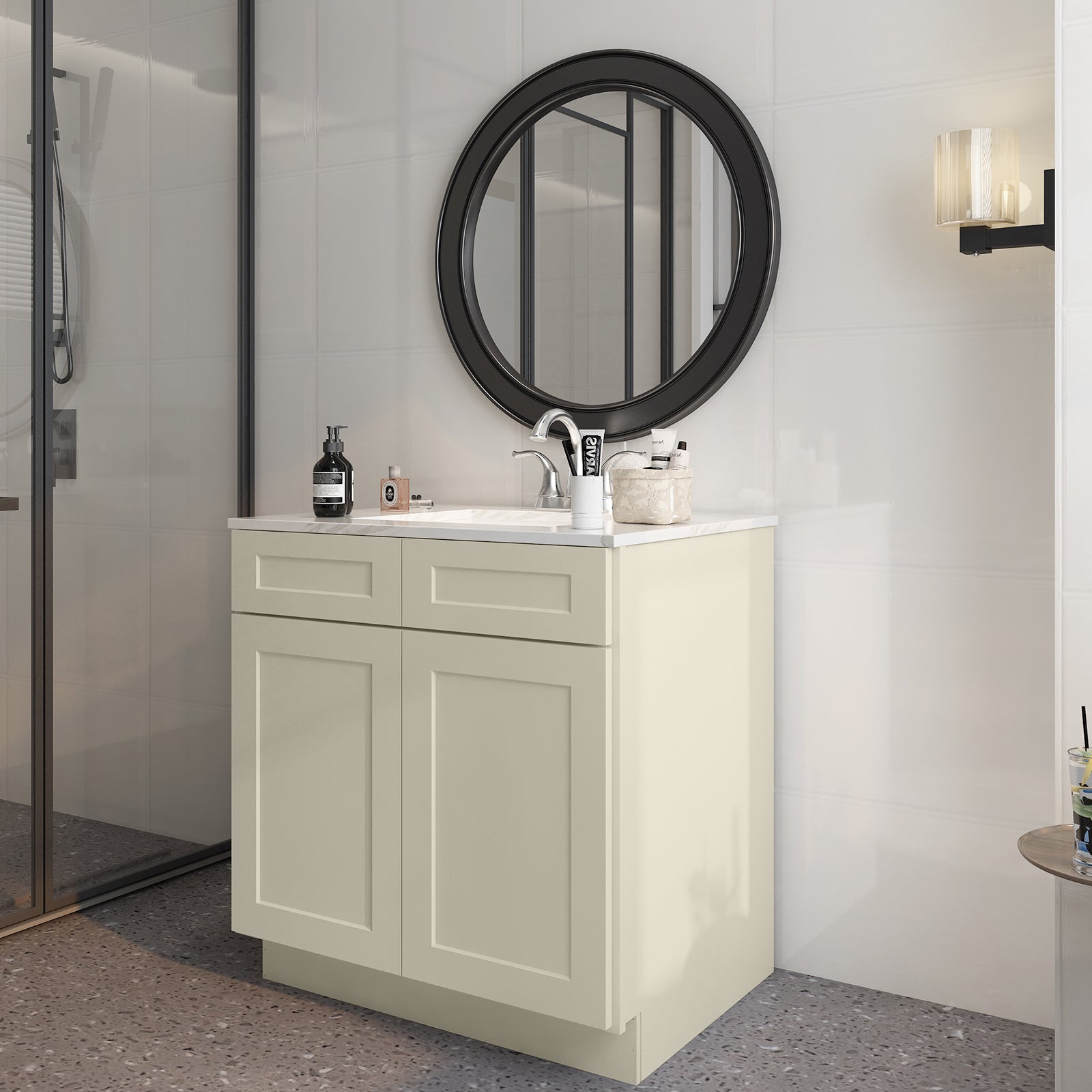 24"D*33"W*34.5"H Birch Solid Wood Sink Base Kitchen Cabinet SB33