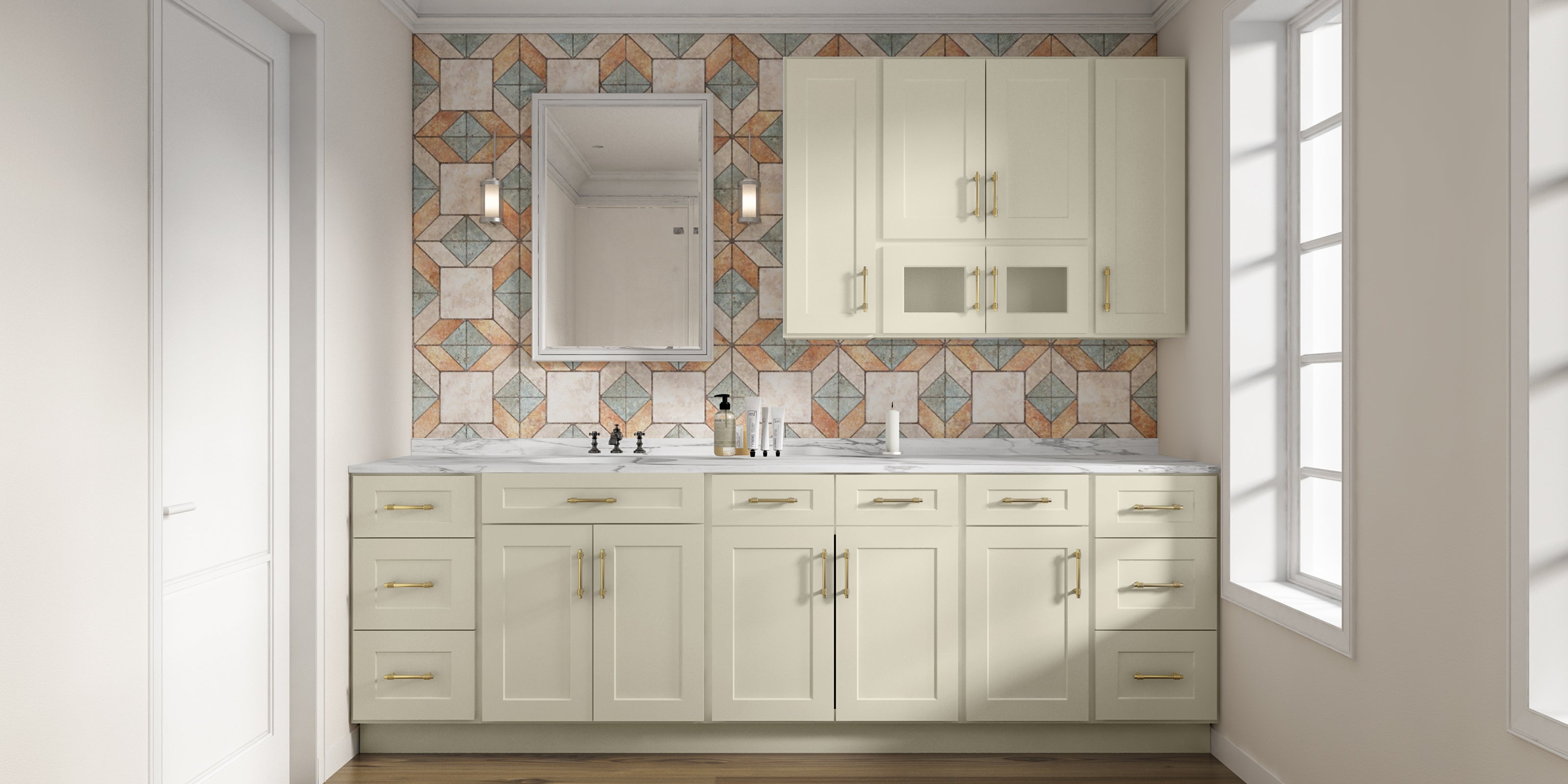 24"D*33"W*34.5"H Birch Solid Wood Sink Base Kitchen Cabinet SB33