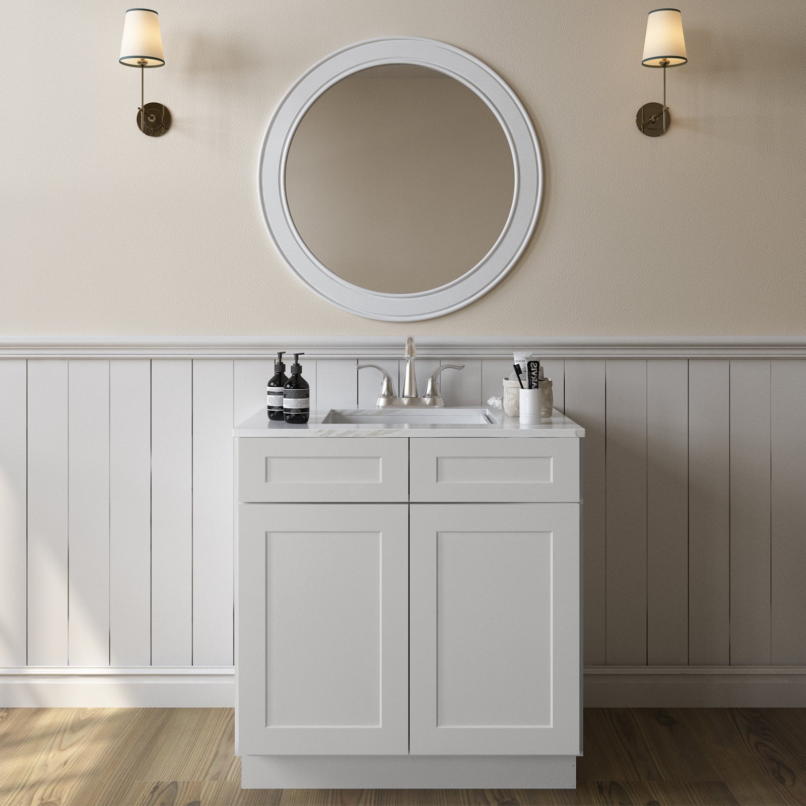 24"D*33"W*34.5"H Birch Solid Wood Sink Base Kitchen Cabinet SB33