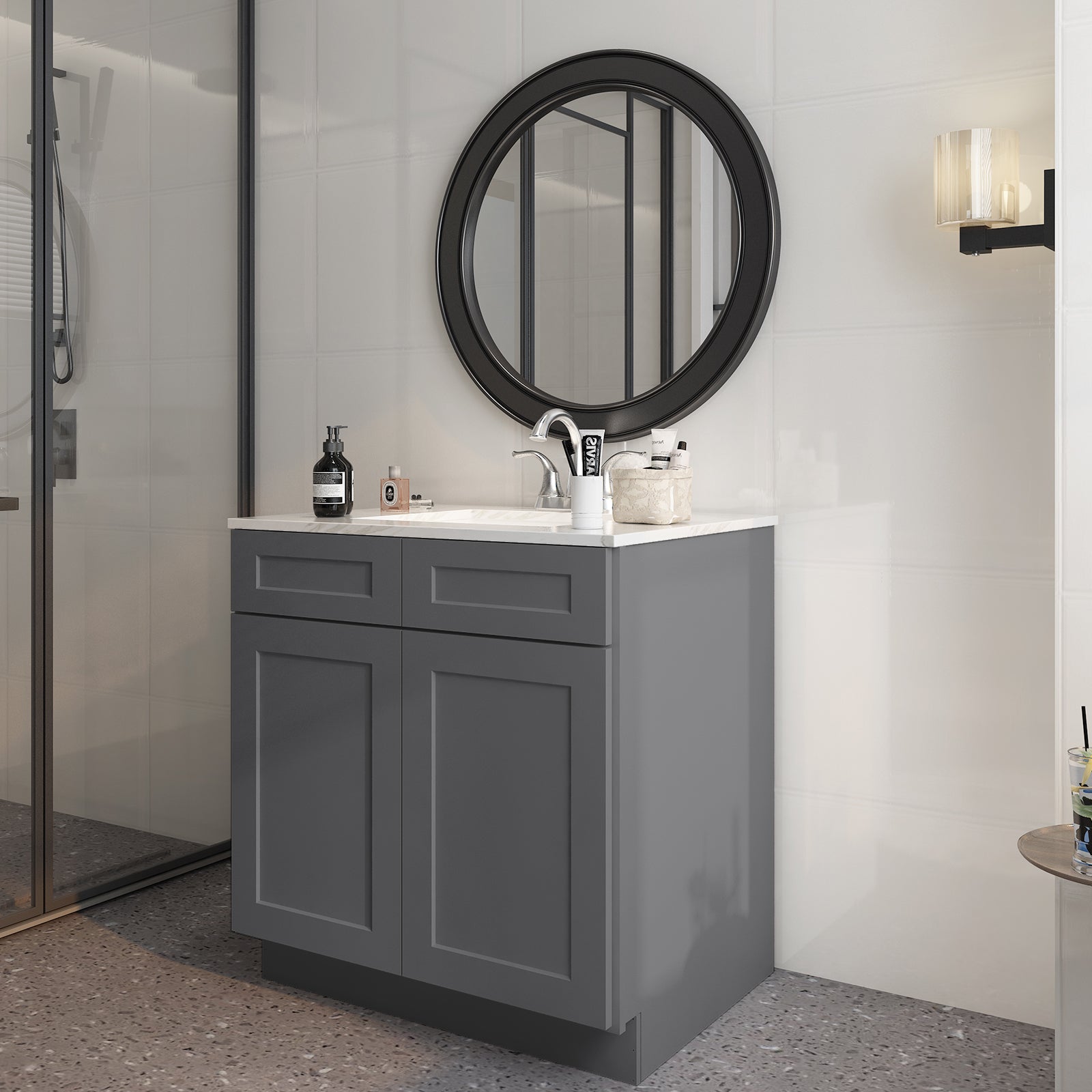 24"D*33"W*34.5"H Birch Solid Wood Sink Base Kitchen Cabinet SB33