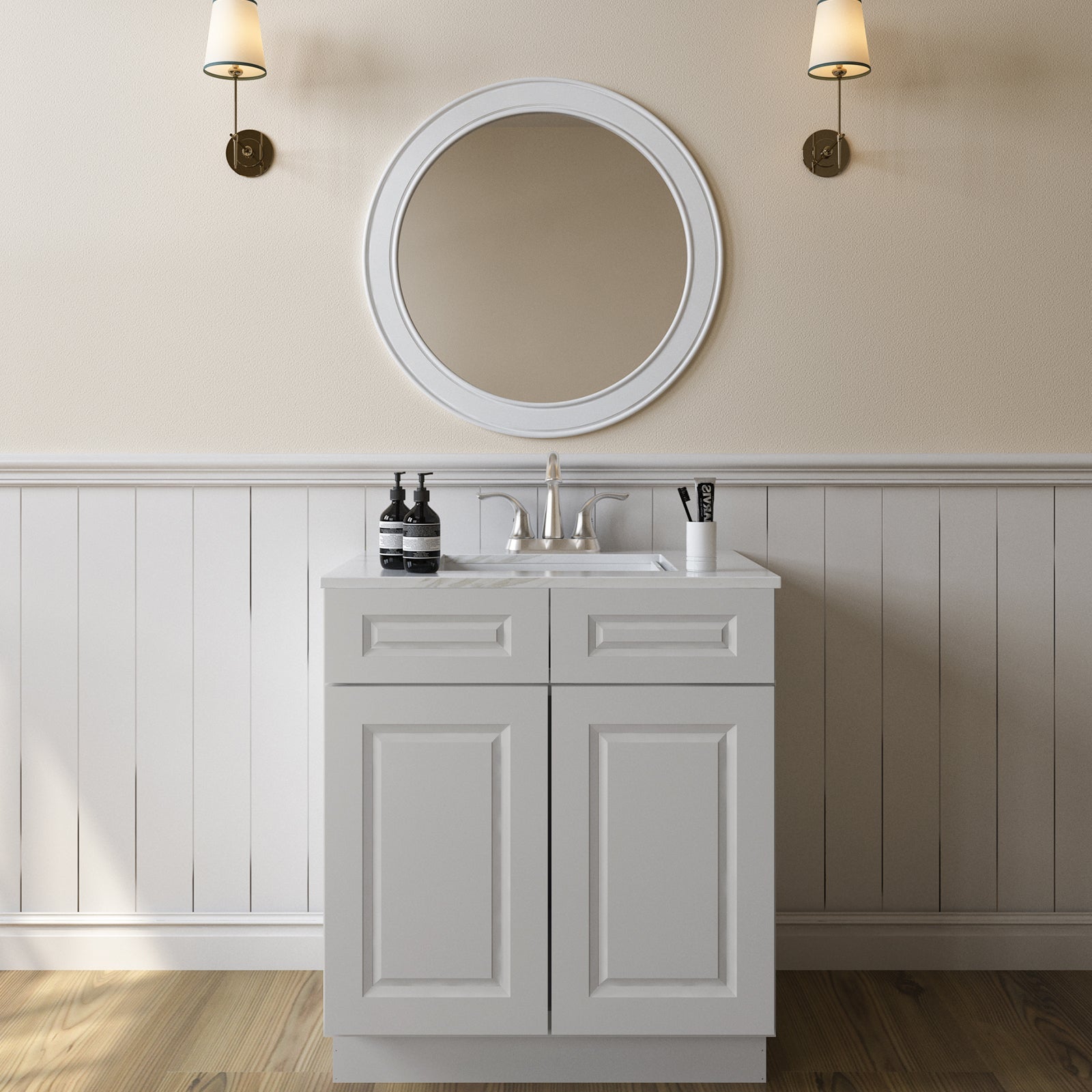 24"D*33"W*34.5"H Birch Solid Wood Sink Base Kitchen Cabinet SB33