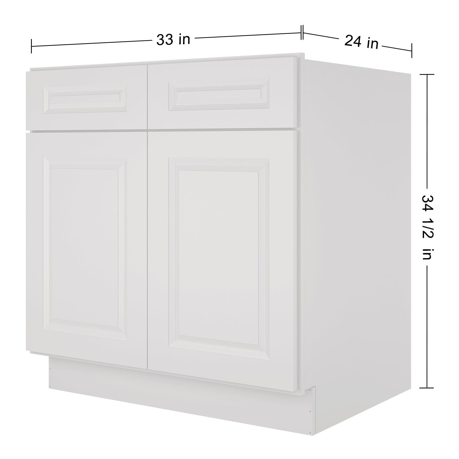 24"D*33"W*34.5"H Birch Solid Wood Sink Base Kitchen Cabinet SB33