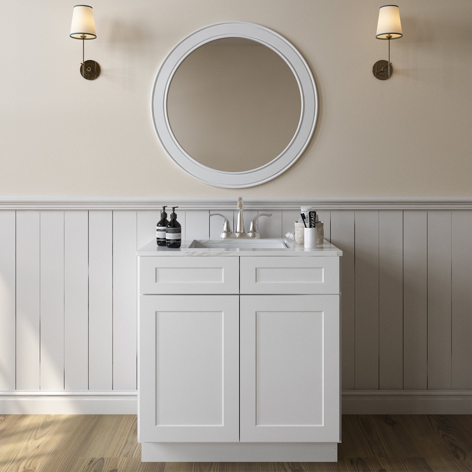 24"D*33"W*34.5"H Birch Solid Wood Sink Base Kitchen Cabinet SB33