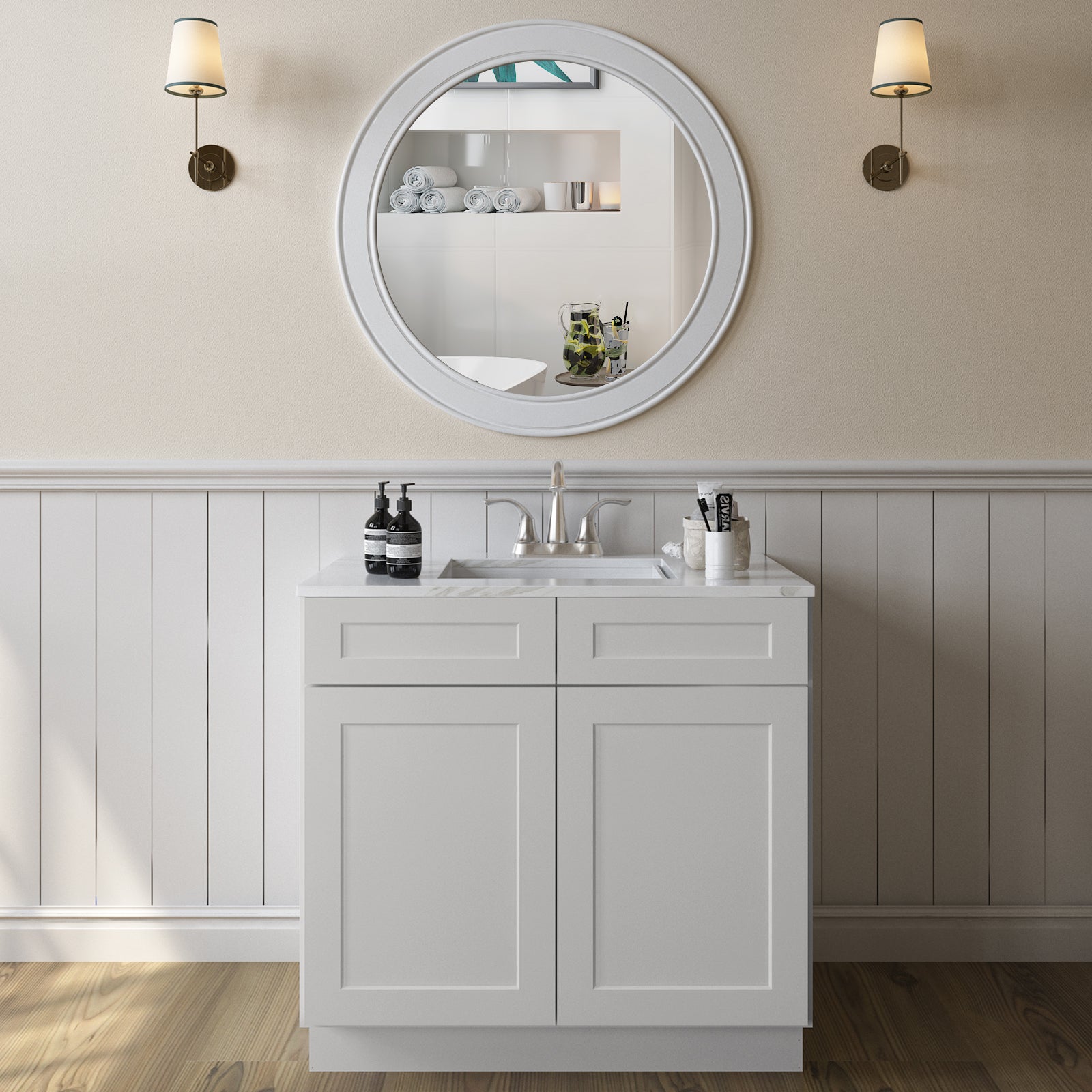 24"D*36"W*34.5"H Birch Solid Wood Sink Base Kitchen Cabinet SB36