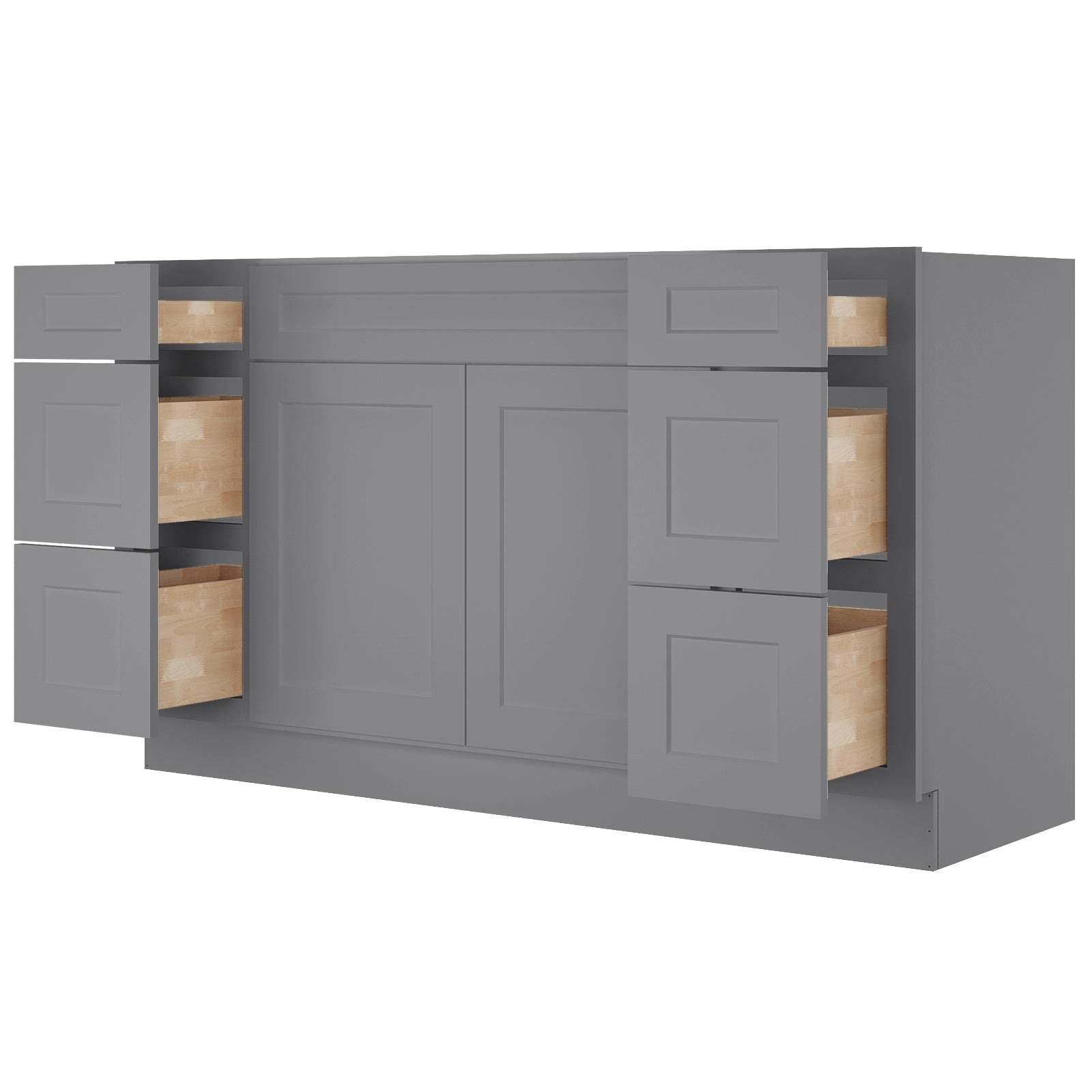 21"D Birch Solid Wood X48"W X 21"D X 34-1/2"H Bath Vanity Sink Drawer Cabinet without Top VDDB48