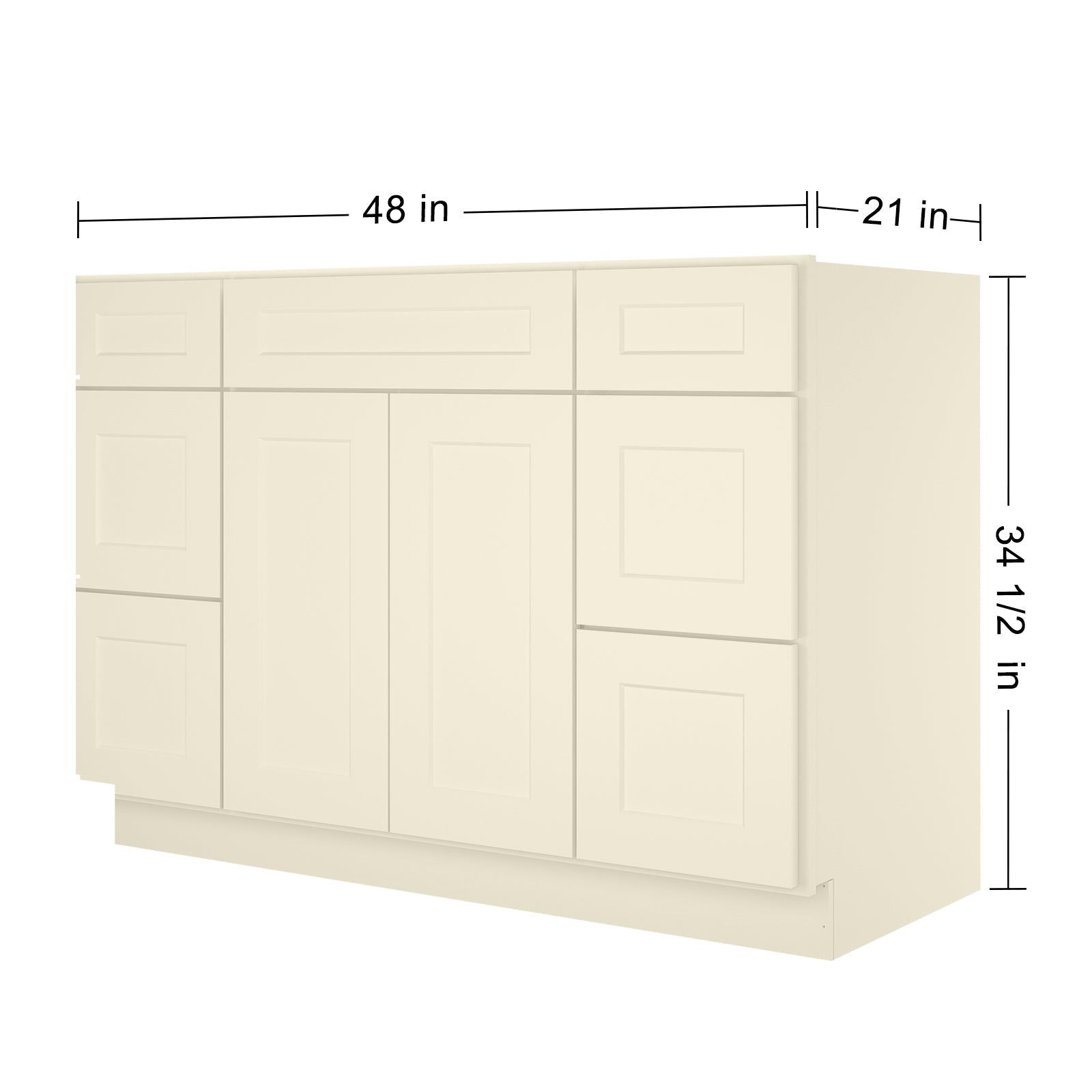 21"D Birch Solid Wood X 60"W X 34-1/2"H Bath Vanity Double Drawer Cabinet without Top VDDB60