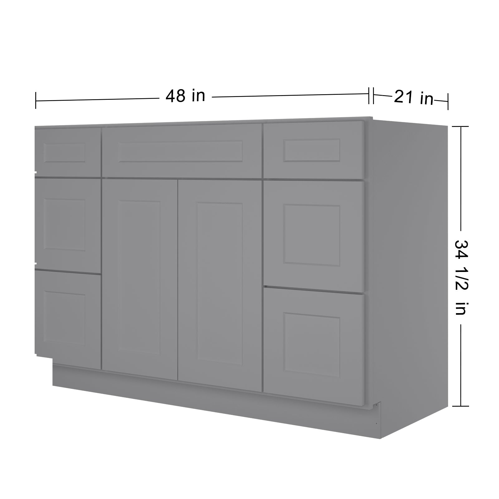 21"D Birch Solid Wood X 60"W X 34-1/2"H Bath Vanity Double Drawer Cabinet without Top VDDB60