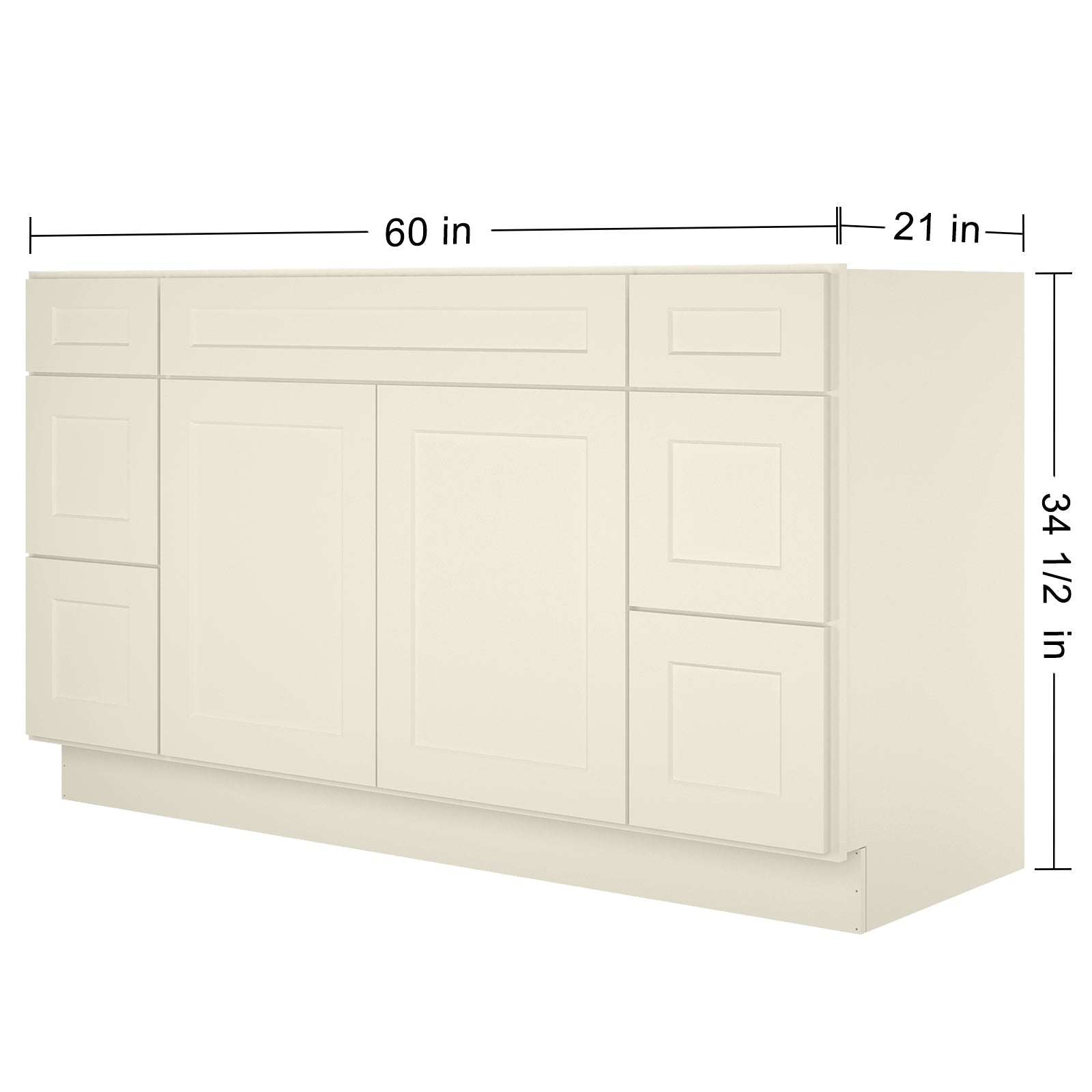 21"D Birch Solid Wood X48"W X 21"D X 34-1/2"H Bath Vanity Sink Drawer Cabinet without Top VDDB48