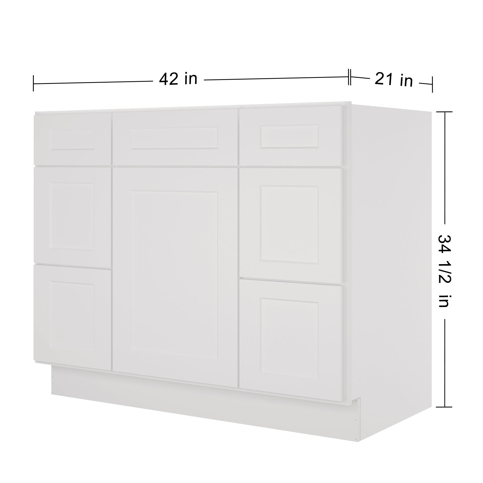 21"D Birch Solid Wood X 42"W X 34-1/2"H Bath Vanity Double Drawer Cabinet without Top VDDB42