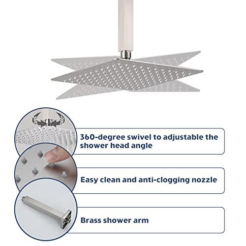 Shower System with 10 Inch Rain Shower Head and Handheld Celling Mounted, High Pressure Rainfall Shower Faucet Fixture Combo Set with 2 in 1 Handheld Showerhead for Bathroom, Chrome Buylikepro