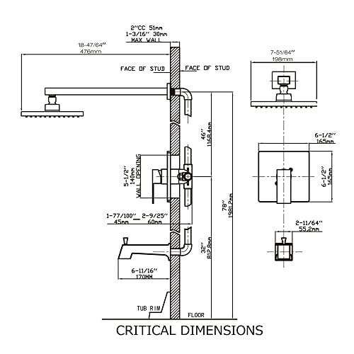 Shower Tub Kit, Tub and Shower Faucet Set with Single-Spray Shower Head and Tub Spout, Single-Handle Tub and Shower Trim Kit, Chrome (Valve Included) Buylikepro