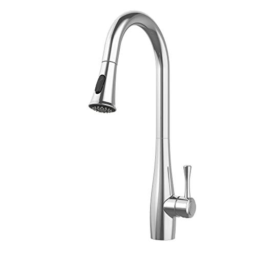 Single Handle Kitchen Sink Faucet, Kitchen Faucet with Pull Down Sprayer, Single Hole Faucet for Kitchen Sink, High Arc Modern Stainless Steel Kitchen Faucets, Chrome Buylikepro
