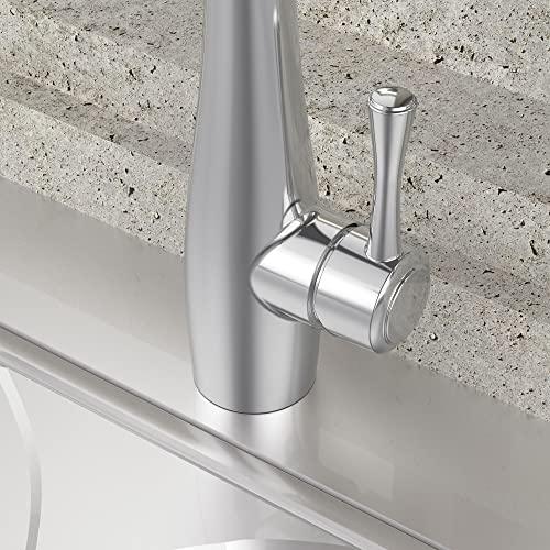 Single Handle Kitchen Sink Faucet, Kitchen Faucet with Pull Down Sprayer, Single Hole Faucet for Kitchen Sink, High Arc Modern Stainless Steel Kitchen Faucets, Chrome Buylikepro