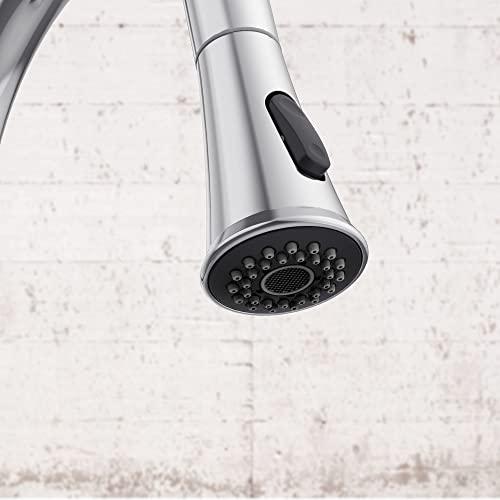 Single Handle Kitchen Sink Faucet, Kitchen Faucet with Pull Down Sprayer, Single Hole Faucet for Kitchen Sink, High Arc Modern Stainless Steel Kitchen Faucets, Chrome Buylikepro