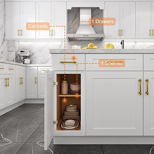 Storage Cabinets- Kitchen Base Cabinet with Drawers and 1 Soft Closing Doors, Wooden Base Cabinets for Furniture in Kitchens, Living Rooms, Bathrooms, Study Rooms and other Places 12"W X 24"D X 34"H Buylikepro