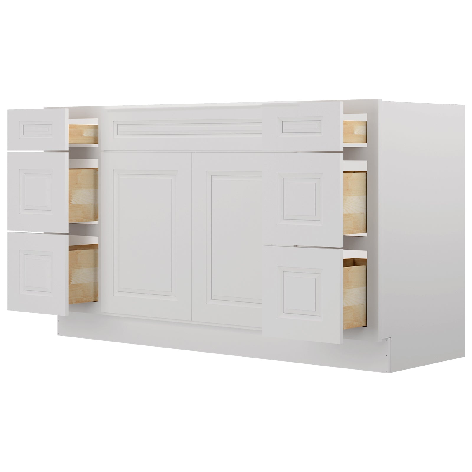 21"D Birch Solid Wood X48"W X 21"D X 34-1/2"H Bath Vanity Sink Drawer Cabinet without Top VDDB48