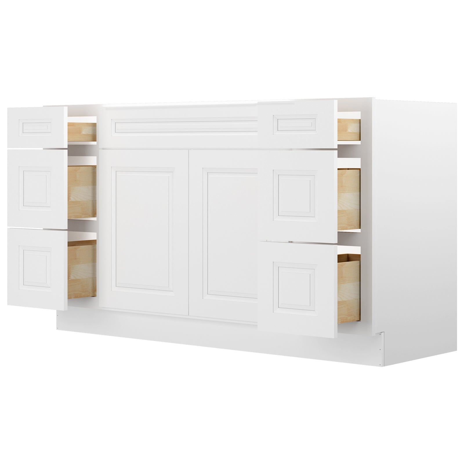 21"D Birch Solid Wood X48"W X 21"D X 34-1/2"H Bath Vanity Sink Drawer Cabinet without Top VDDB48