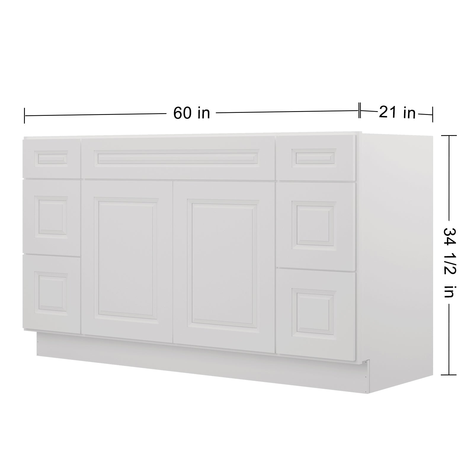 21"D Birch Solid Wood X48"W X 21"D X 34-1/2"H Bath Vanity Sink Drawer Cabinet without Top VDDB48