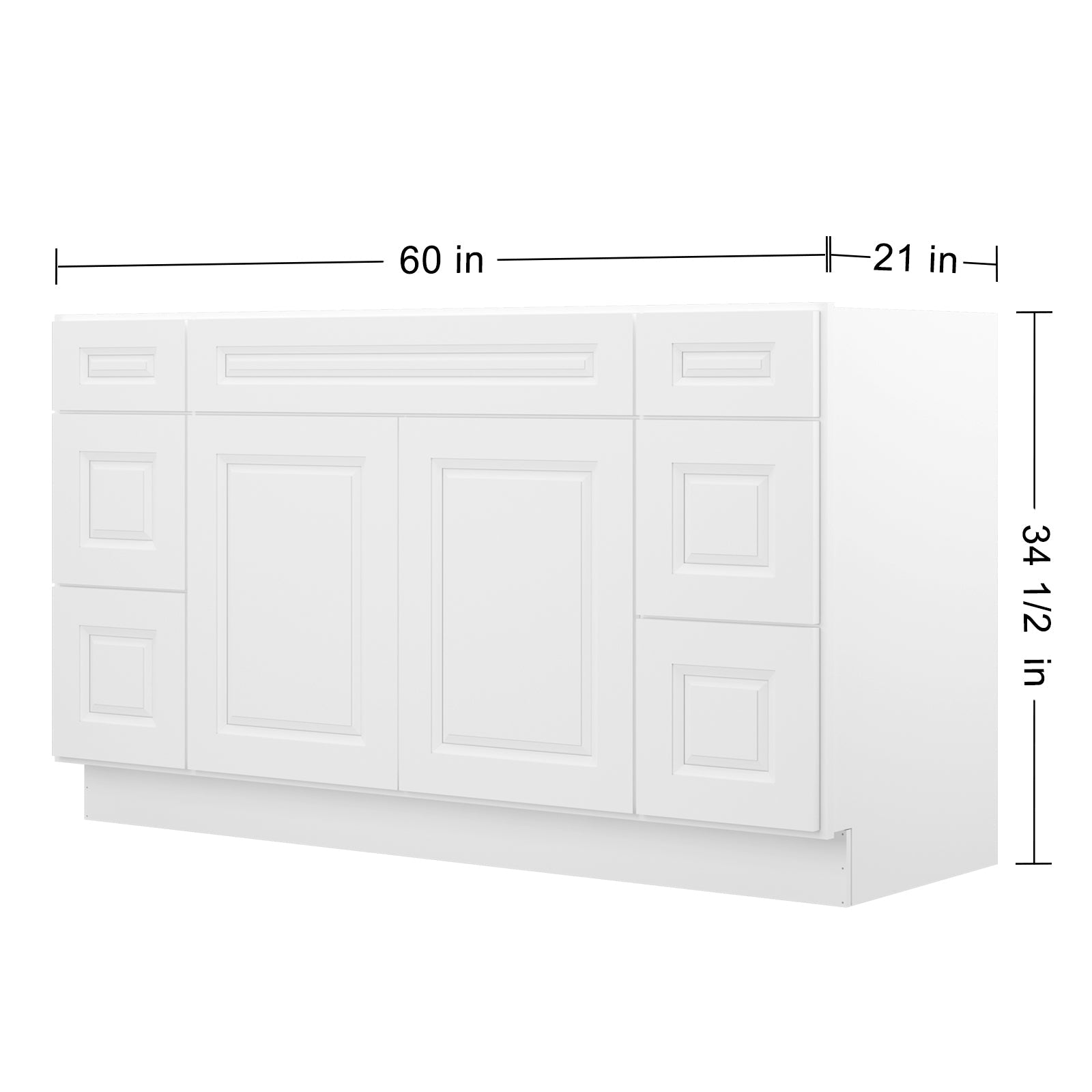 21"D Birch Solid Wood X48"W X 21"D X 34-1/2"H Bath Vanity Sink Drawer Cabinet without Top VDDB48